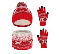 Waylipun Invierno Set de Bufanda, Gorro y Guantes para niños, 3 en 1 ejido térmico, Bufanda, Guantes, para niños, niños, niñas, de 2 a 7 años, Conjuntos de Accesorios de Invierno (Rojo)