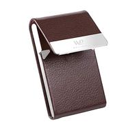 Waylipun Portatarjetas de Visita, Estuche de Metal de Cuero de PU, Portatarjetas de Visita de Bolsillo Delgado, Simple, Clásico y Portátil, Adecuado para Negocios, Viajes, Uso Diario (Café)