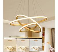 WayLuoung Lámpara De Techo LED De Madera, Accesorio De Iluminación De Madera Regulable De 3 Anillos, Lámpara Colgante Circular Ajustable, Isla De Cocina Comedor Sala De Estar Vestíbulo 【30+50+70cm】