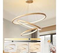 WayLuoung Lámpara De Techo LED De Madera, Accesorio De Iluminación De Madera Regulable De 3 Anillos, Lámpara Colgante Circular Ajustable, Isla De Cocina Comedor Sala De Estar Vestíbulo 【30+50+70cm】