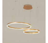 WayLuoung Lámpara LED Metal | 2 Círculos 40+60cm | 40W Lámpara Colgante Techo Anillos, Control Remoto Regulable 3000-6000 K, Lámpara Colgante Pantalla Acrílica Sala Dormitorio Vestíbulo【Oro】