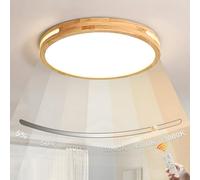 WayLuoung Lámpara Techo LED Madera | Ø40cm 3000-6000K 30W | Lámpara Techo Redonda Madera Natural Diseño Hueco Artístico Dormitorio Sala Estar Habitación Los Niños Cocina (Regulable Con Control Remoto)
