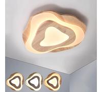 WayLuoung Lámpara Techo LED Madera | Ø40cm 36W 3300Lm | 3000K-6000K Regulable Con Control Remoto, Lámpara Moderna Madera Natural + Nubes Acrílicas, Sala Estar Dormitorio Infantil Cocina Comedor Casa