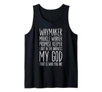 Waymaker Miracle Worker Promise Keeper My God Christian Camiseta sin Mangas