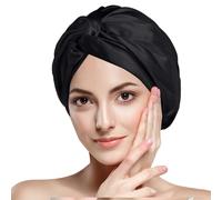 Waymaytecy Gorro de Seda para Dormir Antideslizante, Ajustable y Transpirable, Negro, Unisex, Talla Única