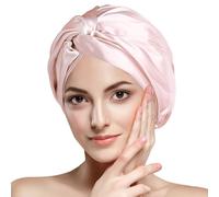 Waymaytecy Gorro de Seda para Dormir Antideslizante, Ajustable y Transpirable, Rosa, para Mujer con Banda Elástica, Gorro Saten para Pelo Rizado Suave y Reutilizable