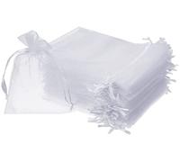 WAYOUTER 100 Piezas bolsitas de Organza 15x20cm Blanco Bolsas de Tul para Regalos Joyas Bodas