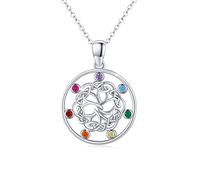 Waysles Collar con colgante del árbol de la vida, de plata de ley 925, chakra multicolor, colgante del árbol de la vida, para mamá, mujer e hija