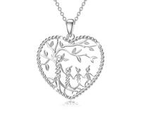 Waysles Collar de árbol de la vida para mujer, plata de ley 925 con colgante de corazón para madre e hijos, árbol genealógico, regalo para mamá, hija y niña, talla única, Plata esterlina, No es una