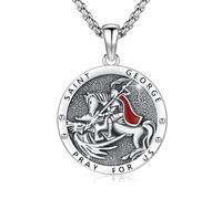 Waysles Collares religiosos de plata de ley 925 patrons protectores religiosos nosotros amuleto joyería regalo para hombres mujeres, 23 MM, Plata esterlina, No es una piedra preciosa