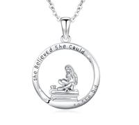 Waysles Inspirational - Collar de plata de ley 925 con colgante para mujer con diseño para libros, ángel de la guarda, estetoscopio, gimnasia, idea de regalo, joya inspiradora para cumpleaños y día de