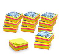 WAYTEX 3840 Notas adhesivas reposicionables 12 bloques de 320 hojas multicolor neón cuadrado 75x75mm
