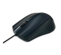 Waytex 65106 Ratón con Cable USB Negro con 3 Botones y Sensor óptico, 1000 dpi de Agarre ergonómico, Ambidextro para PC y Mac