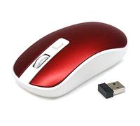Waytex 65423 Ratón inalámbrico de 2,4 GHz para Ordenador con Nano Receptor USB y sensibilidad Ajustable hasta 1600 dpi Alcance de señal hasta 10 m Tecnología óptica - Rojo Metalizado