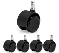 Waytex 78600 - Ruedas autofrenantes para silla de oficina - Auto freno sillón cargado - diámetro 50 mm, para suelos duros, parquet, laminado, azulejos - Juego de 5 - Color negro