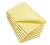 WAYTEX 931680C6 600 notas adhesivas A6 con líneas - Juego de 6 bloques de 100 hojas adhesivas reposicionables Gran formato, 9,8 x 15 cm, color amarillo pastel
