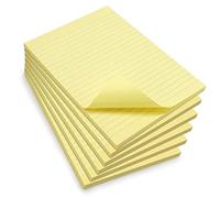 WAYTEX 931685C6 600 notas adhesivas A5 con líneas - Juego de 6 bloques de 100 hojas adhesivas reposicionables Gran formato, 15 x 21 cm, color amarillo pastel