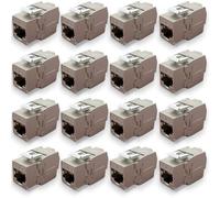 Waytex - Cabezales Keystone RJ45 Cat6a FTP (16 unidades, conectores blindados de metal zinc, niquelado, 10 Gbps 500 MHz, blindados FTP - T568 A/B AWG22-26 con bridas