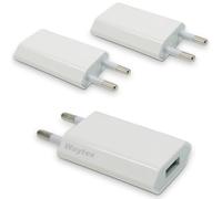 Waytex - Cargador USB para móvil, Toma de Pared Europea, 2 Pines, USB, USB, Cargador Universal, Color Blanco