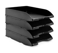 Waytex - Juego de 4 cestas de Correo, A4, plástico Opaco, Color Negro