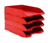 Waytex - Juego de 4 cestas de Correo, A4, plástico Opaco, Color Rojo