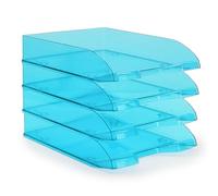 Waytex - Juego de 4 cestas de Correo, A4, plástico Transparente