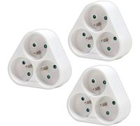 Waytex - Lote de 3 Bloques multitomas (3 Tomas en triángulo, 3 x 16 A 2P+T, Seguridad Infantil, CE NF, Color Blanco
