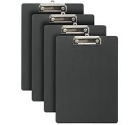 WAYTEX Lote de 4 puertas bloque A4 con pinza antideslizante, soporte de poliuretano, grosor 2 mm, 225 x 315 mm, color negro