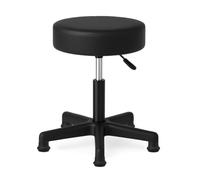 Waytex Taburete Giratorio sin Ruedas - Altura Ajustable 44-58 cm - Patas fijas - Asiento cómodo de Piel sintética Negro - Estable para casa y estación de Trabajo