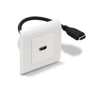 Waytex - Toma de pared HDMI tipo Mosaic (80 x 80 cm, hembra completa, Plastron HDMI 45 x 45 F/F, cable de 20 cm, con placa y soporte de tornillo, color blanco