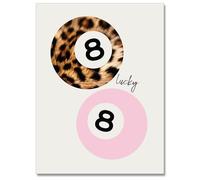 WAYUWGAN Lienzo decorativo retro con estampado de leopardo de 8 bolas, póster de chica de la suerte, pintura estética Y2k rosa funky para decoración de pared de apartamento, dormitorio, 12 x 16