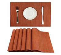 WAZAIGUR Juego de 6 manteles Individuales para Mesa de Comedor, Resistentes al Calor, Lavables, de Vinilo, fáciles de Limpiar, Color Naranja