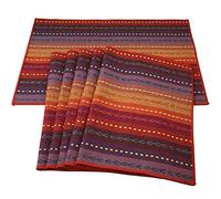 WAZAIGUR Manteles Individuales Tejidos a Mano con 100% algodón, Coloridos manteles Individuales Trenzados, Acanalados, duraderos, con Aislamiento térmico, Juego de 6, arcoíris