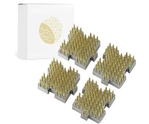 Wazakura 4 Mini Ranas de Flores Ikebana Kenzan entrelazadas, Hecho en Japón, Herramienta Japonesa para Ikebana Soporte de Alfileres para Flores - Set 4 Mini kenzan de latón