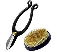 Wazakura Kit Ikebana Esencial de 2 herramientas de arreglos florales japoneses (Tijeras Ikenobo + Kenzan de latón 80mm)