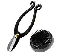 Wazakura Kit Ikebana Esencial de 2 herramientas de arreglos florales japoneses (Tijeras Ikenobo + Kenzan negro 61mm)