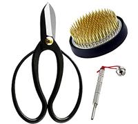 Wazakura Kit Ikebana Esencial de 3 herramientas de arreglos florales japoneses con tijeras Koryu, soporte de flores Kenzan Redondo 61mm de latón y limpiador de Kenzan