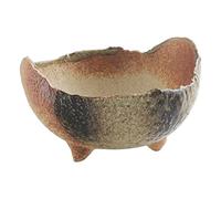 Wazakura - Maceta de Bonsái Hecha a Mano en Forma de Media Luna Rústica 12cm, Hecha en Japón, Macetero de Jardín de Cerámica, Maceta para Plantas de Interior y Exterior - Verde Beige Arena