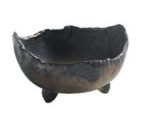 Wazakura - Maceta de Bonsái Hecha a Mano en Forma de Media Luna Rústica 12cm, Hecha en Japón, Macetero de Jardín de Cerámica, Maceta para Plantas de Interior y Exterior - Negro y Marrón