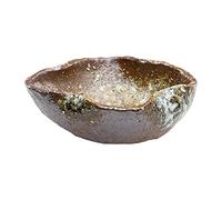 Wazakura Maceta Shigaraki para Bonsái de Cerámica en Forma de Hoja Hecha a Mano con Agujero de Drenaje (15 cm) Hecha en Japón, Macetero Japonés para Flores y Suculentas - Marrón