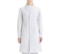 WAZHAKU Abrigo de laboratorio de manga larga para mujer, chaqueta de entretiempo, invierno, verano, farmacia, belleza, clínica, uniforme, enfermera, resistente, R blanco., L
