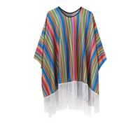 WAZHAKU Alechandro Poncho multicolor para fiesta mexicana fiesta carnaval con flecos Cape para hombre y mujer Carnaval Fiesta Carnaval Disfraz Cinco de Mayo Mexicano, rosa, Talla única