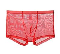 WAZHAKU Calzoncillos tipo bóxer ultrafinos para hombre, con nariz de elefante, ropa interior abultada, bragas de malla transparente, ropa erótica para fiestas, R rojo., L
