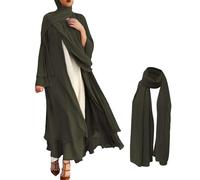WAZHAKU Cardigan Mujeres Musulmán Cardigan Largo Maxi Vestido Mujeres Musulmana Oración Gasa Vestido Abierto Abaya Dubai Turquía Islam Kaftan Islámico Ramadán Eid Mubarak Bata de Mujer, R GN2, XL