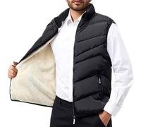WAZHAKU Chaleco acolchado de invierno para hombre, chaqueta de forro polar, chaleco de entretiempo cálido, chaleco de entretiempo impermeable, chaleco de trabajo al aire libre, chaleco acolchado sin