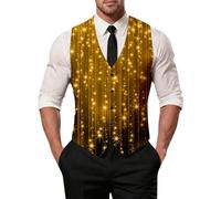 WAZHAKU Chaleco con purpurina para hombre con lentejuelas sin mangas para discoteca, fiesta, boda, club, cuello en V, chaqueta festiva, chaqueta brillante, lentejuelas, bailes, banquetes