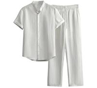 WAZHAKU Chándal para hombre, ropa de calle, ropa deportiva de gran tamaño, ropa de dos piezas, traje de fitness, traje de casa, camisa y pantalones de jogging, unisex, ropa deportiva, traje hawaiano