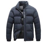 WAZHAKU Chaqueta de invierno para hombre sin capucha, abrigo de invierno, chaqueta acolchada cálida anorak, monocolor, chaqueta híbrida, cuello alto, parka de invierno, gruesa, suave, chaqueta térmica