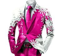 WAZHAKU Chaqueta de Navidad para hombre, chaqueta de Navidad entallada con un botón, chaqueta de Navidad, traje de Navidad, chaqueta de Navidad, chaqueta deportiva, informal, blazer de vacaciones