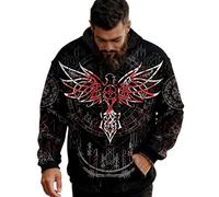 WAZHAKU Chaqueta deportiva con capucha de manga larga con estampado 3D, mitología nórdica, tatuaje, sudadera con capucha para hombre, informal, sudadera con capucha, unisex, forro polar, R3, XXXXL